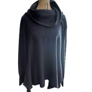 Suzanne Betro Dark Blue Cowl Neck Sweater